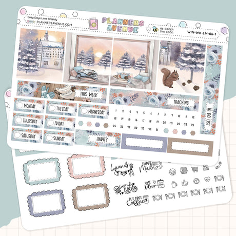 Cozy Days Lime Weekly Planner Sticker Foiled Kit (HOLO SILVER FOIL)