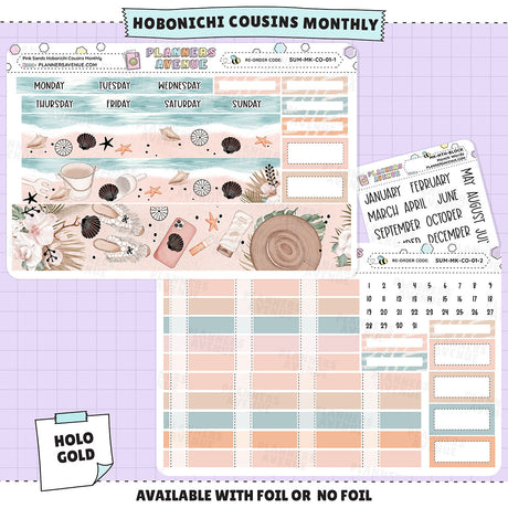 Pink Sands Hobonichi Cousins Monthly Foiled Stickers