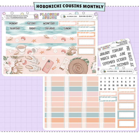 Pink Sands Hobonichi Cousins Monthly Stickers