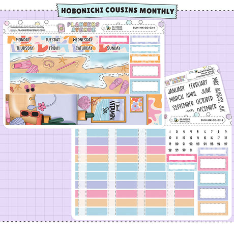 Seaside Hobonichi Cousins Monthly Sticker Foiled Kit (HOLO SILVER FOIL)