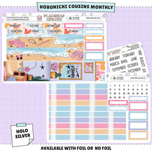 Seaside Hobonichi Cousins Monthly Sticker Foiled Kit (HOLO SILVER FOIL)