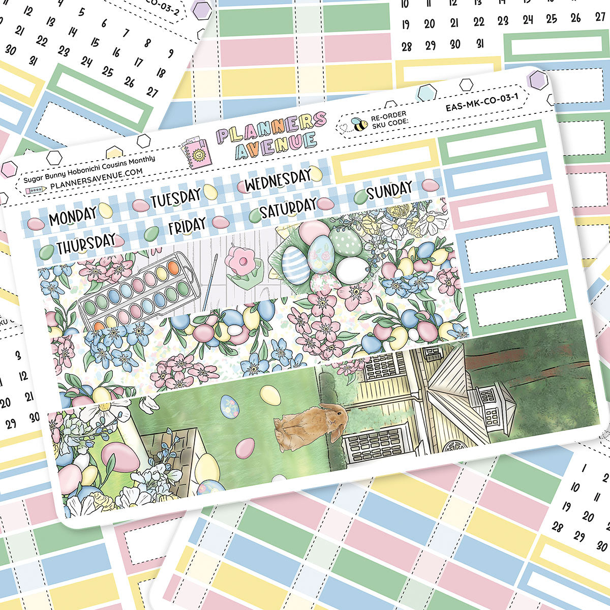 Sugar Bunny Hobonichi Cousins Monthly Sticker Foiled Kit