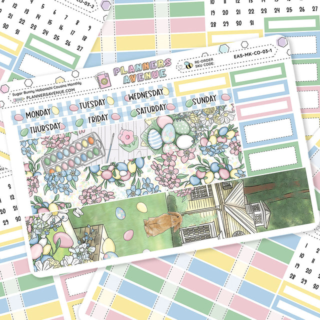 Sugar Bunny Hobonichi Cousins Monthly Sticker Foiled Kit (HOLO SILVER FOIL)