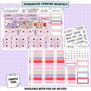 Berry Sweet Hobonichi Cousins Monthly Sticker Foiled Kit (PURPLE FOIL)