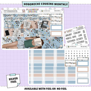Bookish Hobonichi Cousins Monthly Sticker Foiled Kit with Silver Foil