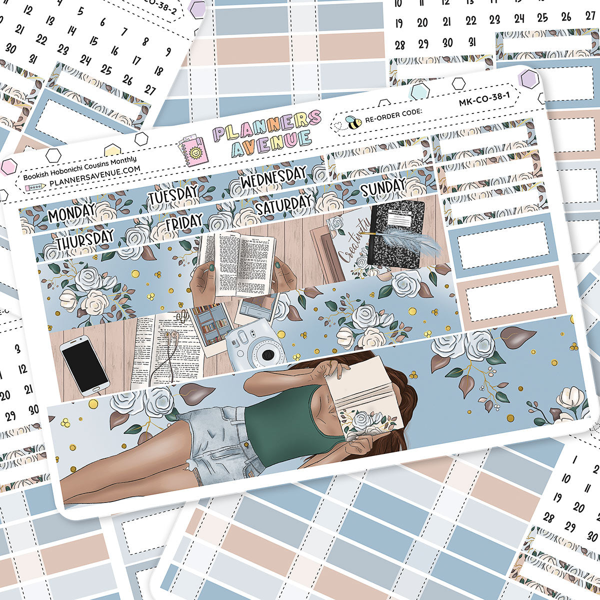Bookish Hobonichi Cousins Monthly Sticker Foiled Kit (SILVER FOIL)