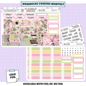 Cherry Blossoms Hobonichi Cousins Monthly Sticker Foiled Kit (GOLD FOIL)