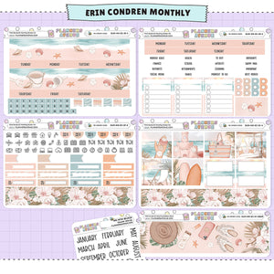 Pink Sands Erin Condren Monthly Sticker Foiled Kit (HOLO GOLD FOIL)