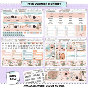 Pink Sands Erin Condren Monthly Sticker Foiled Kit (HOLO GOLD FOIL)