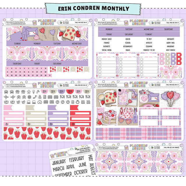 Berry Sweet Erin Condren Monthly Sticker Foiled Kit (PURPLE FOIL)