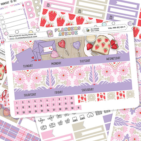 Berry Sweet Erin Condren Monthly Sticker Foiled Kit (PURPLE FOIL)