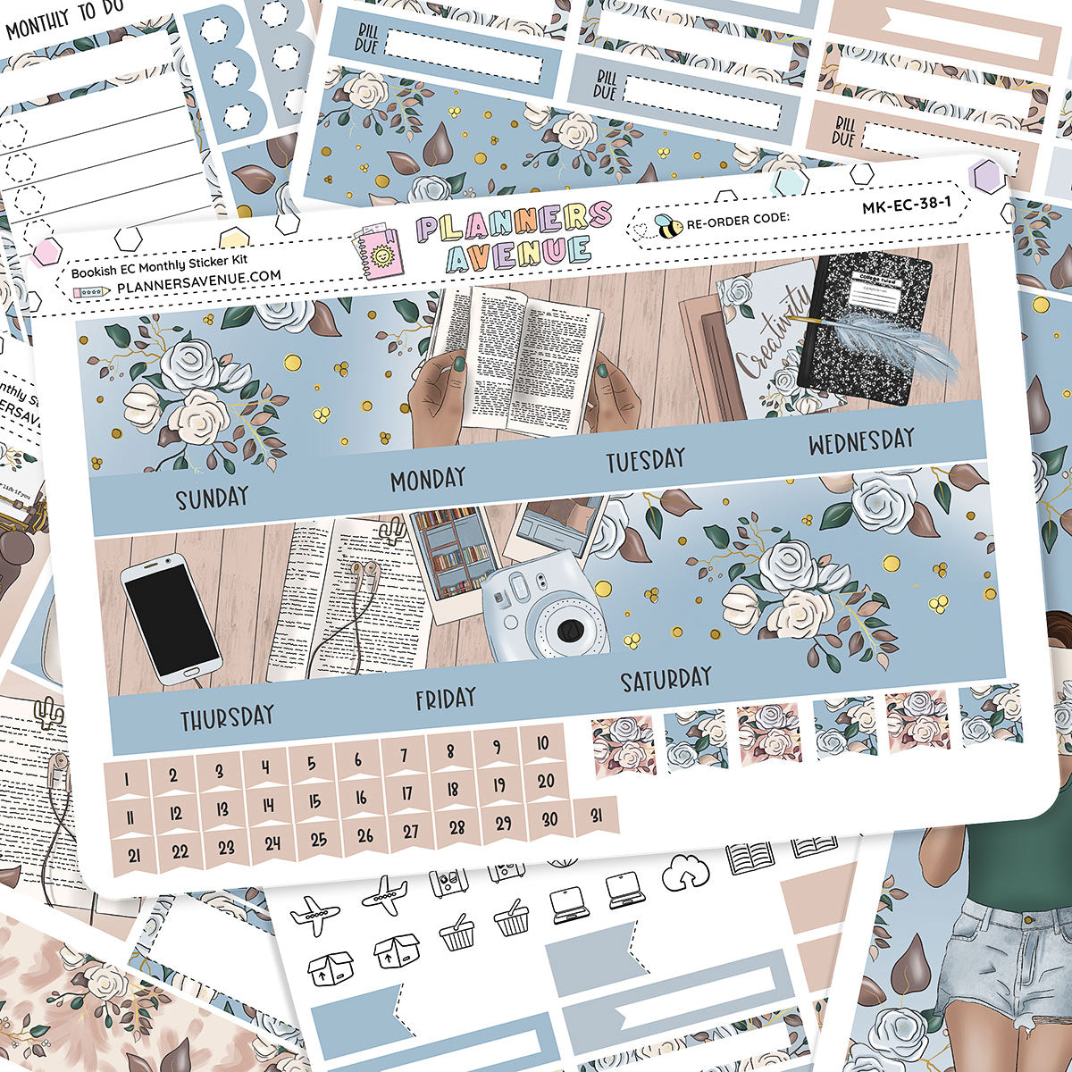 Bookish Erin Condren Monthly Sticker Foiled Kit