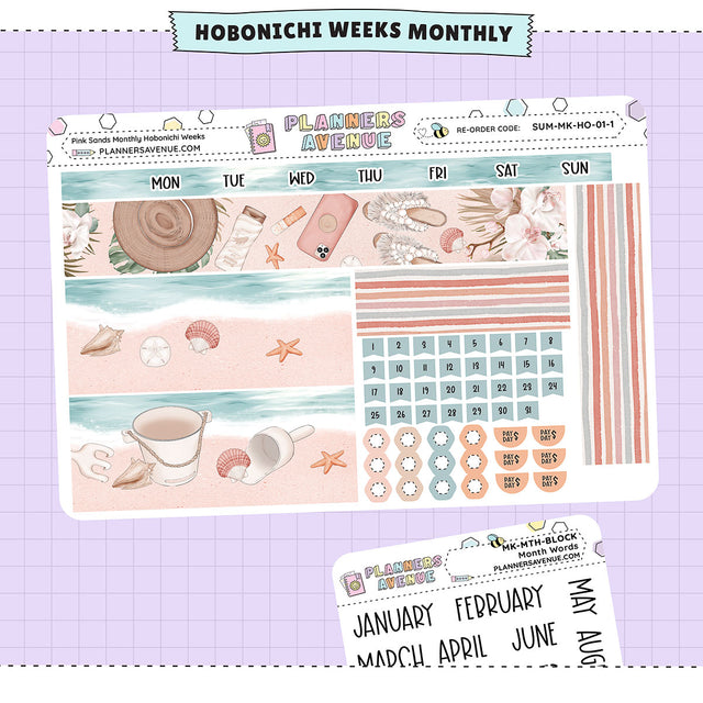 Pink Sands Hobonichi Monthly Sticker Kit