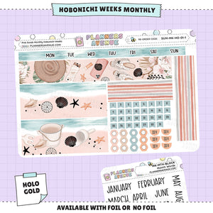 Pink Sands Hobonichi Monthly Sticker Foiled Kit (HOLO GOLD FOIL)