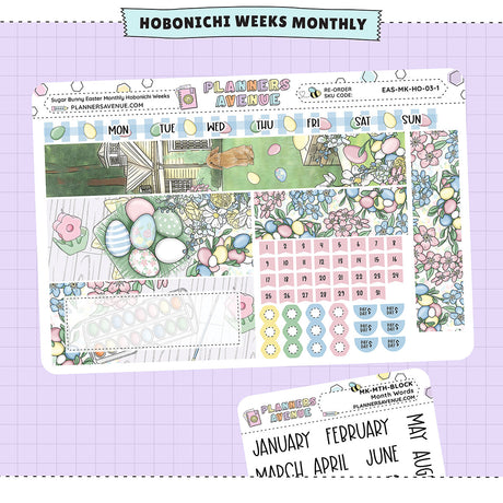 Sugar Bunny Hobonichi Monthly Sticker Foiled Kit (HOLO SILVER FOIL)