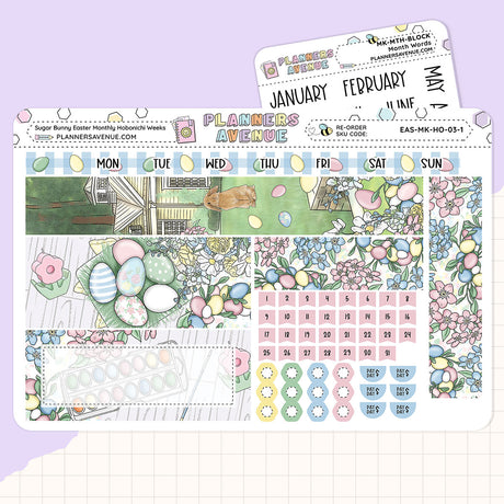 Sugar Bunny Hobonichi Monthly Sticker Foiled Kit (HOLO SILVER FOIL)