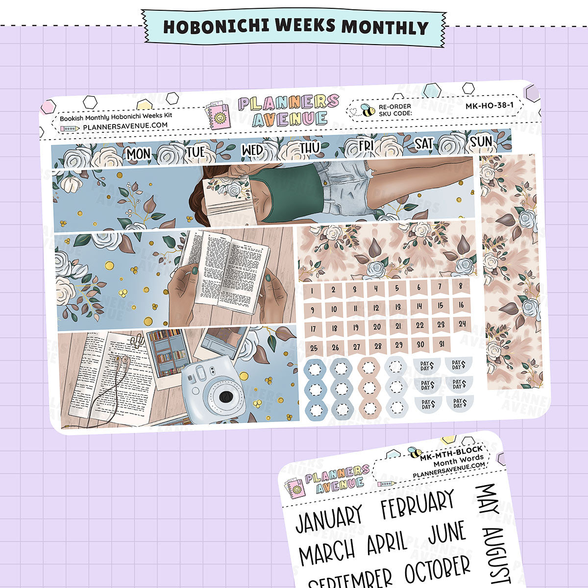 Bookish Hobonichi Monthly Sticker Kit no foil