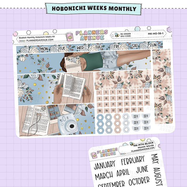 Bookish Hobonichi Monthly Sticker Kit no foil