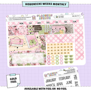 Cherry Blossoms Hobonichi Monthly Sticker Foiled Kit (GOLD FOIL)