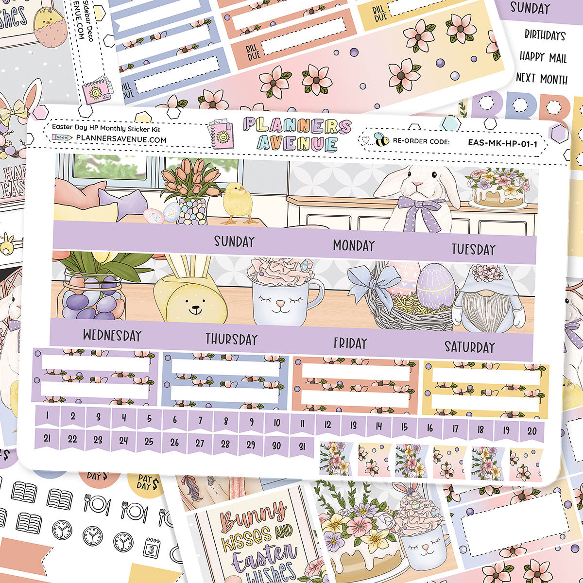 Easter Day Happy Planner Monthly Sticker Foiled Kit