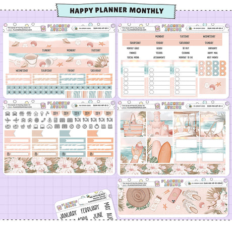 Pink Sands Happy Planner Monthly Sticker Foiled Kit (HOLO GOLD FOIL)