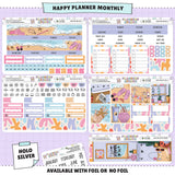 Seaside Happy Planner Monthly Sticker Foiled Kit (HOLO SILVER FOIL)