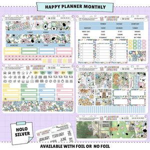 Sugar Bunny Happy Planner Monthly Sticker Foiled Kit (HOLO SILVER FOIL)