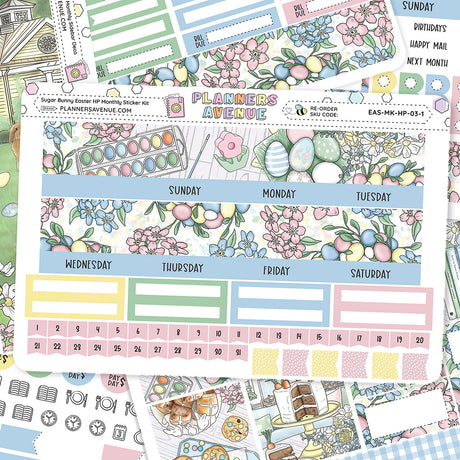 Sugar Bunny Happy Planner Monthly Sticker Foiled Kit (HOLO SILVER FOIL)