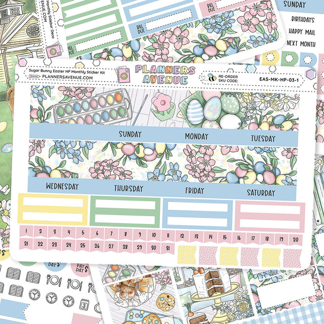 Sugar Bunny Happy Planner Monthly Sticker Foiled Kit (HOLO SILVER FOIL)