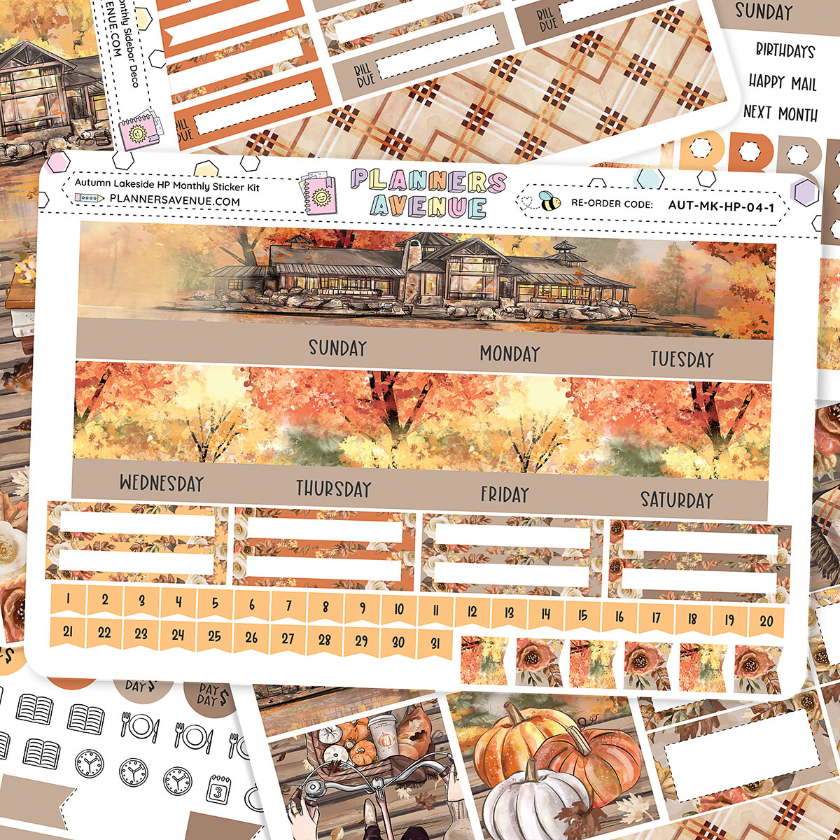 Autumn Lake Happy Planner Monthly Sticker Foiled Kit (ROSE GOLD FOIL)
