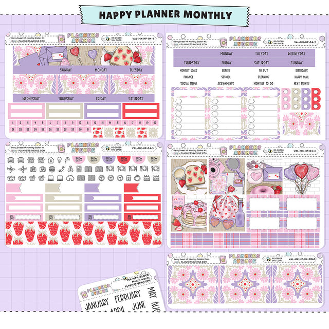 Berry Sweet Happy Planner Monthly Sticker Foiled Kit (PURPLE FOIL)