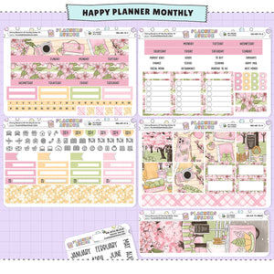 Cherry Blossoms Happy Planner Monthly Sticker Foiled Kit (GOLD FOIL)