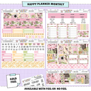 Cherry Blossoms Happy Planner Monthly Sticker Foiled Kit (GOLD FOIL)