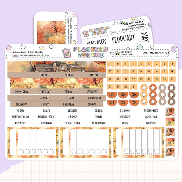 Autumn Lake Happy Planner MINI Monthly Sticker Foiled Kit (ROSE GOLD FOIL)