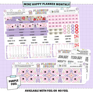 Berry Sweet Happy Planner MINI Monthly Sticker Foiled Kit (PURPLE FOIL)