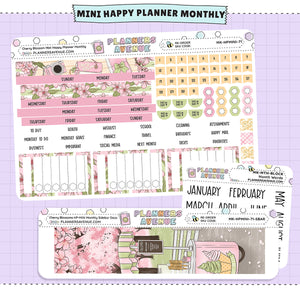 Cherry Blossoms Happy Planner MINI Monthly Sticker Foiled Kit (GOLD FOIL)