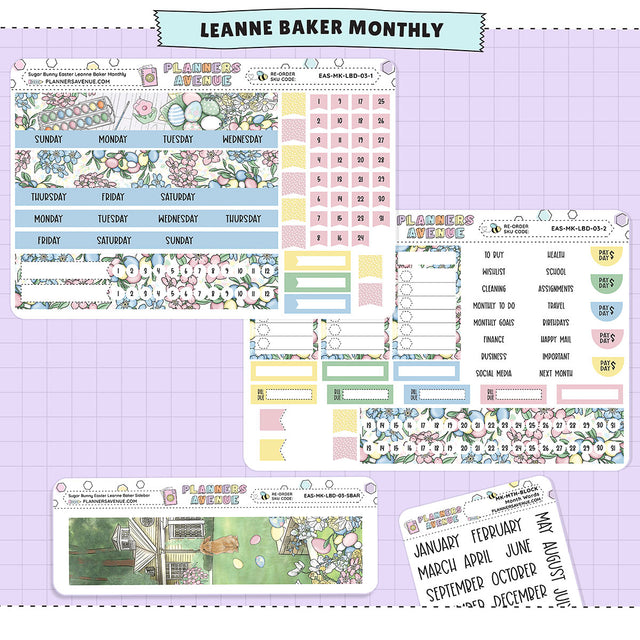 Sugar Bunny Leanne Baker Monthly Sticker Foiled Kit (HOLO SILVER FOIL)