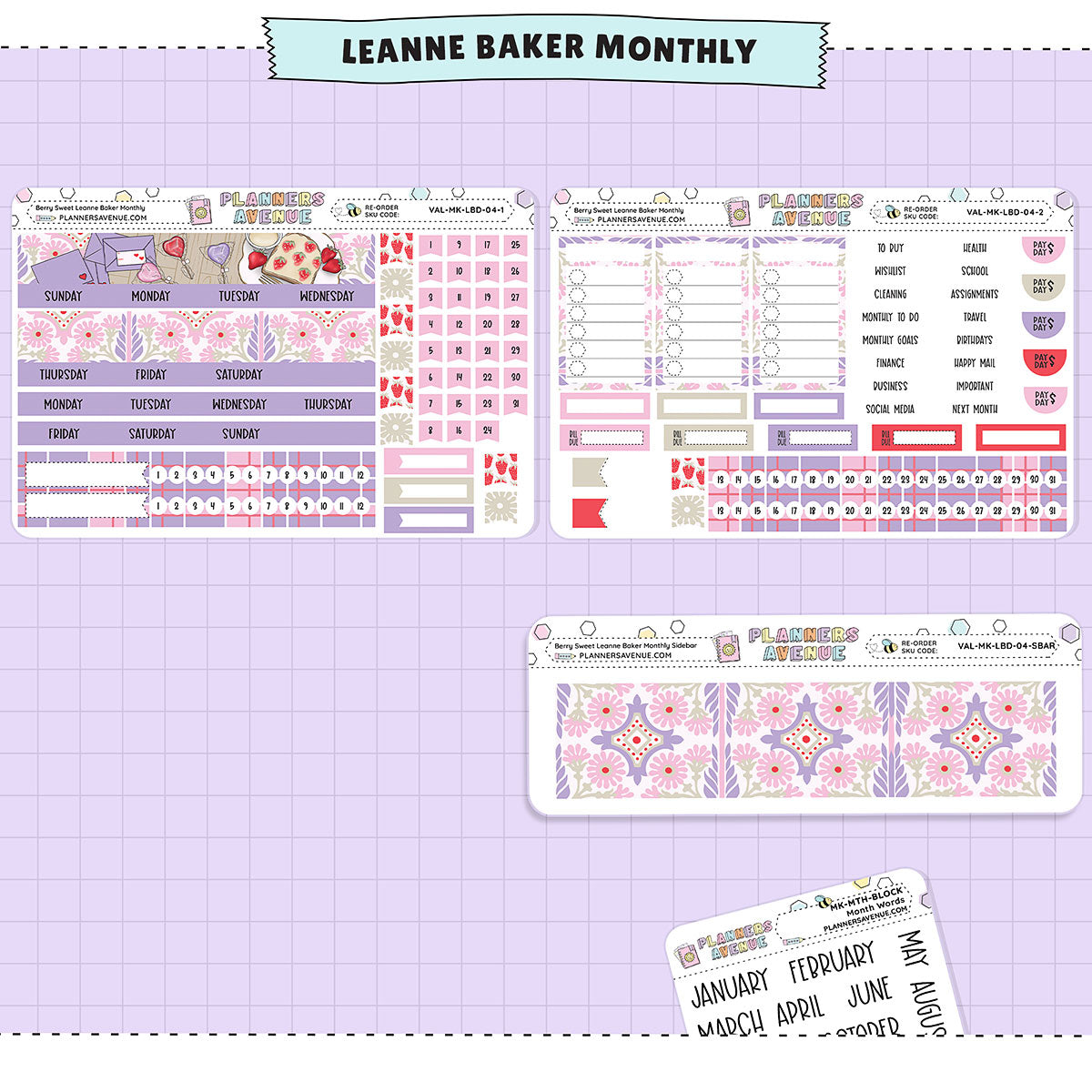 Berry Sweet Leanne Baker Monthly Sticker Foiled Kit (PURPLE FOIL)