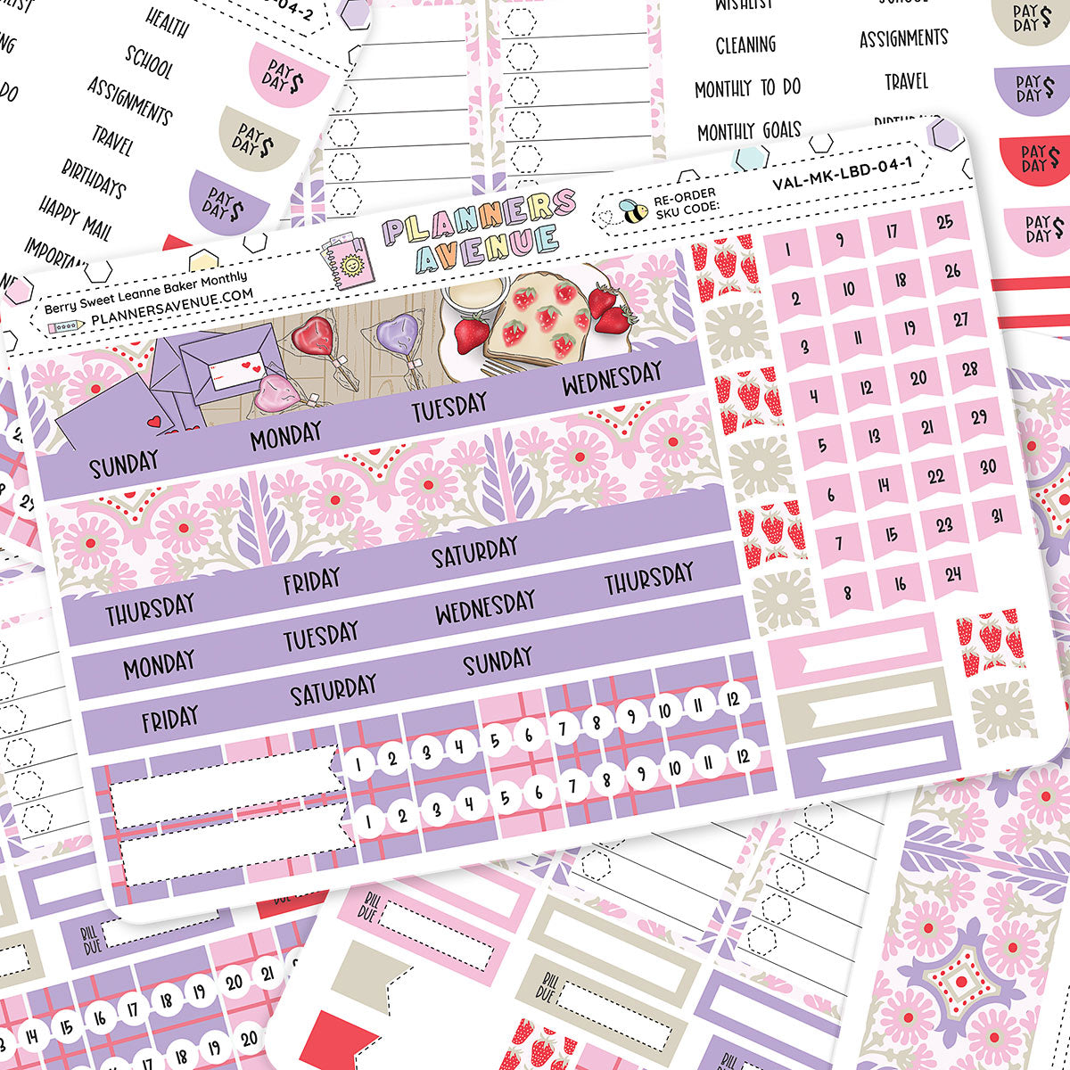 Berry Sweet Leanne Baker Monthly Sticker Foiled Kit | Planners Avenue
