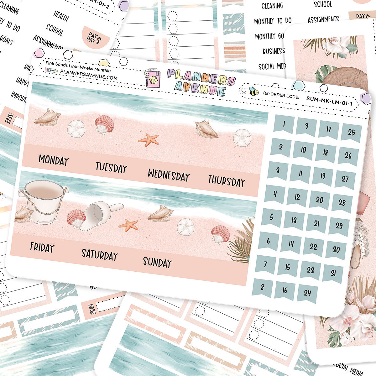 Pink Sands Lime Monthly Sticker Foiled Kit