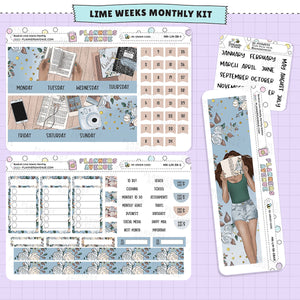 Bookish Lime Monthly Sticker Kit no foil