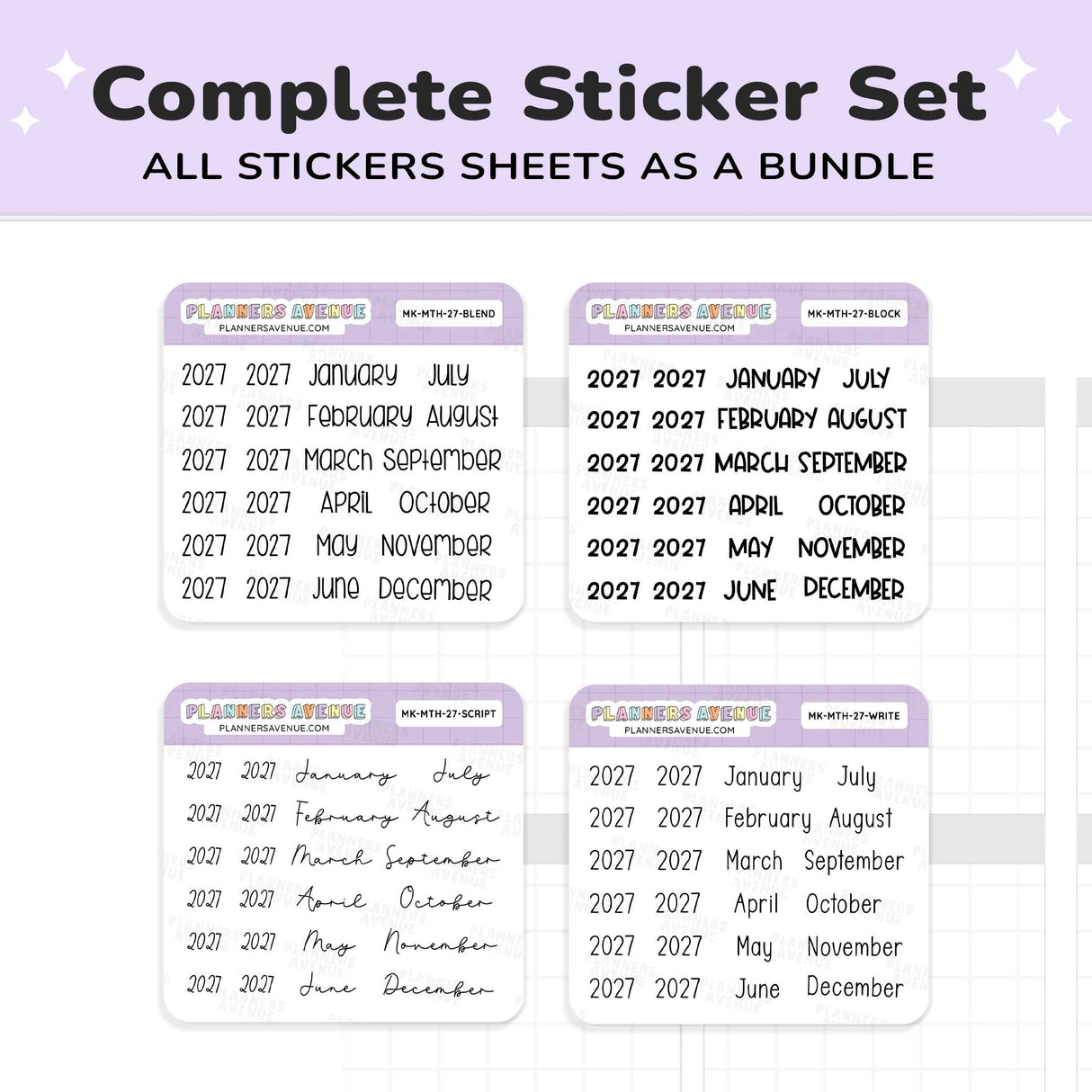 2027 Month & Year Planner Stickers