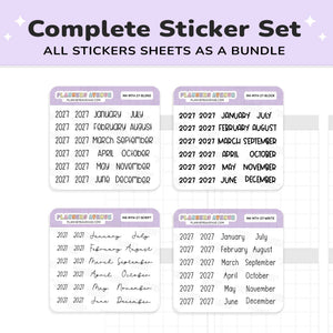 2027 Month & Year Planner Stickers