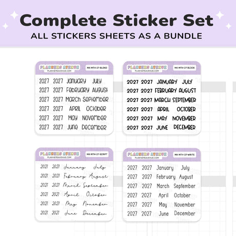 2027 Month & Year Planner Stickers