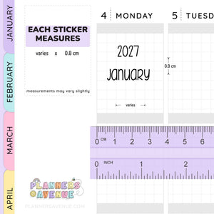 2027 Month & Year Planner Stickers