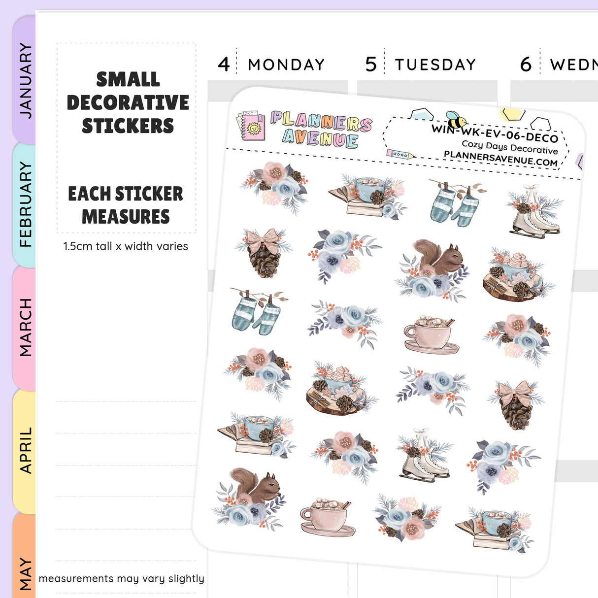 Cozy Days Small Decorative Planner Sticker