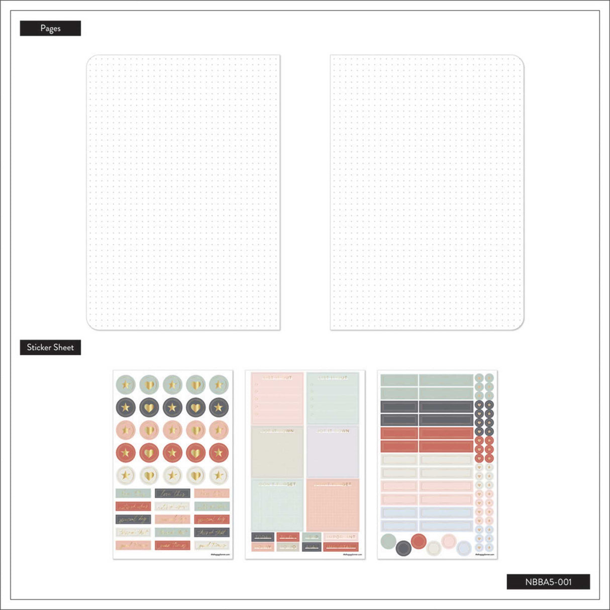 Dot grid Pages and Stickers