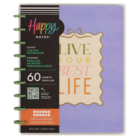 Happy Planner Fruit Stand Classic Notebook with 'Happy Notes' branding and motivational quote on a white background