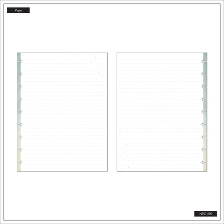 Starlit Glow dotted-lined pages with disc punch slots and subtle dot accents