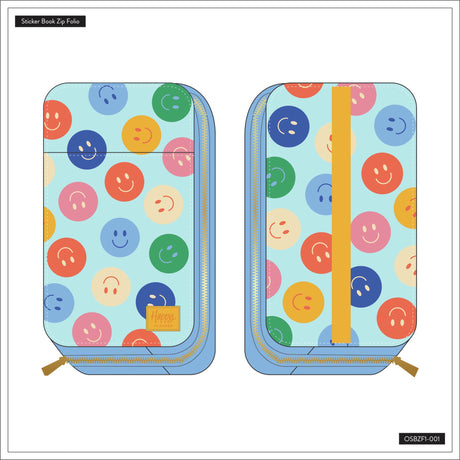 Happy Planner Super Sticker Book Zip Folio front back designs